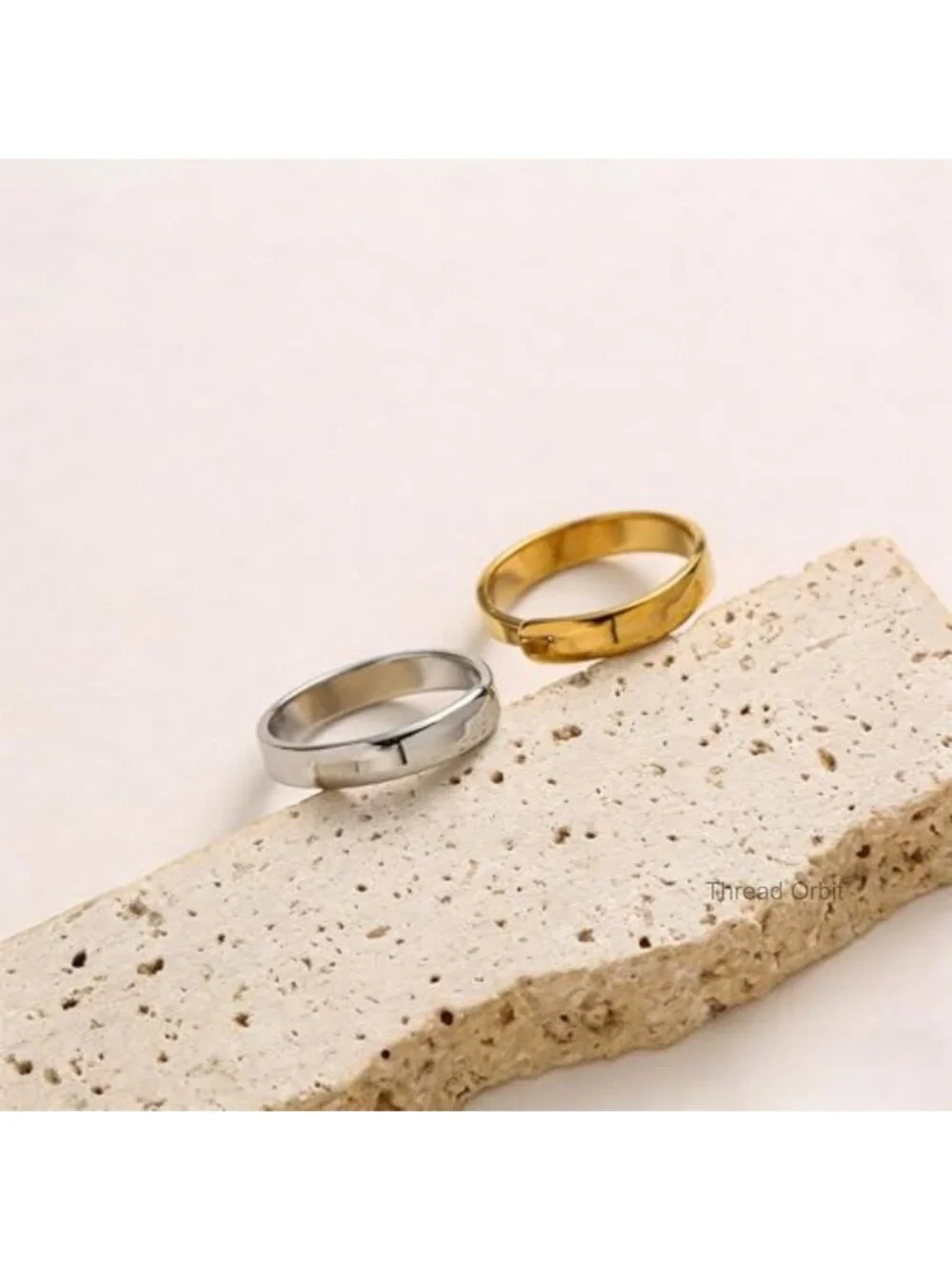 Titanium Adjustable Plain Band Ring, Non Tarnish Waterproof Hypoallergenic